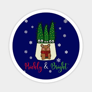 Prickly And Bright - Eves Pin Cacti In Christmas Bear Pot Magnet